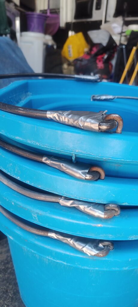 Horse bucket with duct tape safety fix